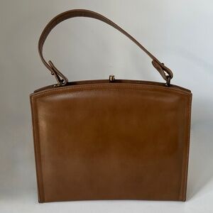 Vintage 1950's Viki Original Brown Leather Handbag with Beige Lining